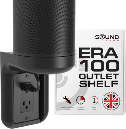 ERA100 Shelf Wall Outlet AC, White, Home, Compatible with Sonos ERA 100, Plug Mount Organizer, Bathroom, Kitchen, Bedrooms, Cord Management, Easy Installation, Mounting Kit Included