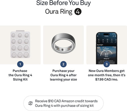 Oura Ring 4 - Gold - Size 9 - Smart Ring - Size First with Oura Ring 4 Sizing Kit - Sleep Tracking Wearable - Heart Rate - Fitness Tracker - Up to 8 Days of Battery Life