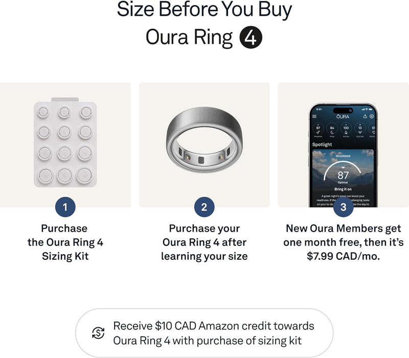 Oura Ring 4 - Gold - Size 9 - Smart Ring - Size First with Oura Ring 4 Sizing Kit - Sleep Tracking Wearable - Heart Rate - Fitness Tracker - Up to 8 Days of Battery Life