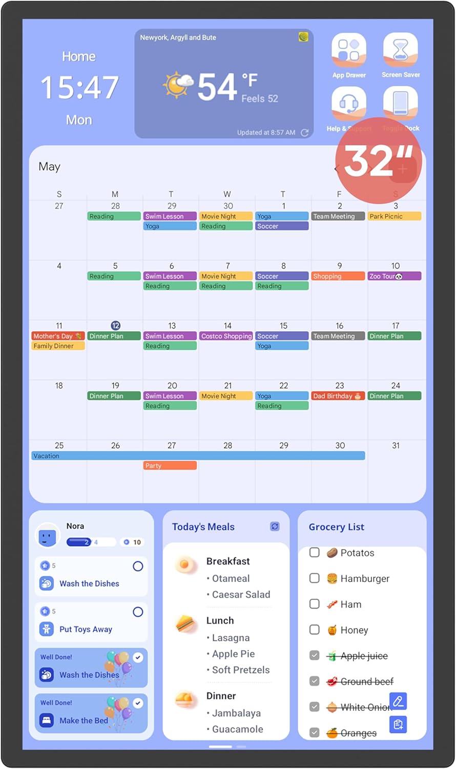Purilite Select 32-Inch Digital Wall Calendar