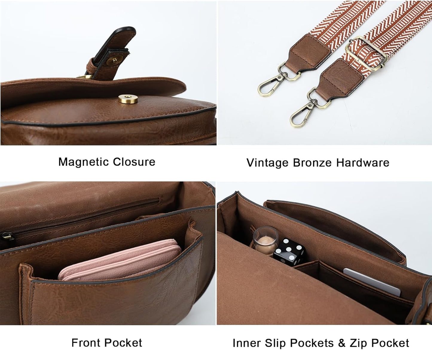 Crossbody Bags for Women Small Over the Shoulder Saddle Purses and Boho Cross body Handbags,Vegan Leather