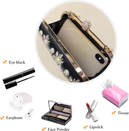 CORIOS Rhinestone Evening Bag for Women Beaded Clutch Bag Bridal Wedding Purse Glitter Shoulder Bag Luxury Crystal Handbag