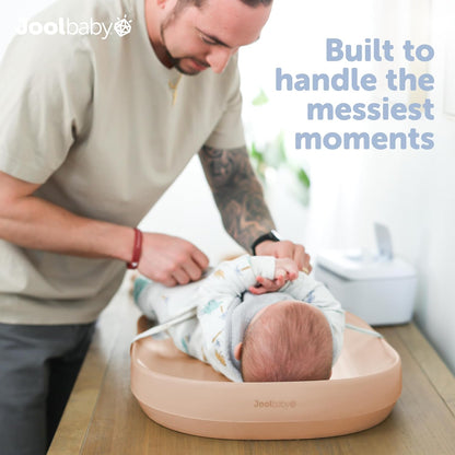 Waterproof Baby Changing Pad - Easy to Clean, Lightweight & Portable - Large Foam Cushion for Comfort - Jool Baby (Peach)