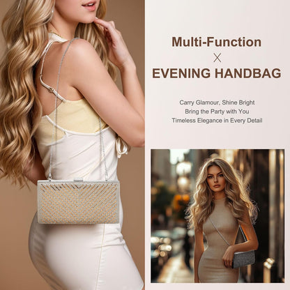 DTGN Evening Bags Clutch Purses for Women Formal, Crossbody Handbags Rhinestone Sequins Clasp Purse for Wedding Guest Party