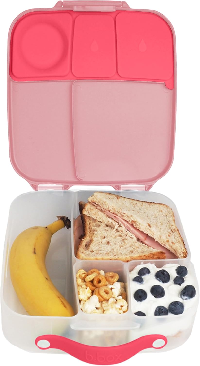 b.box 5-Compartment bento Style Lunch Box for Kids, Toddlers, Childrens, BPA-Free Food Storage Container with Cooler Pack, ON-The-GO Food Box with Handles Included Custom Divider, Lemon Twist