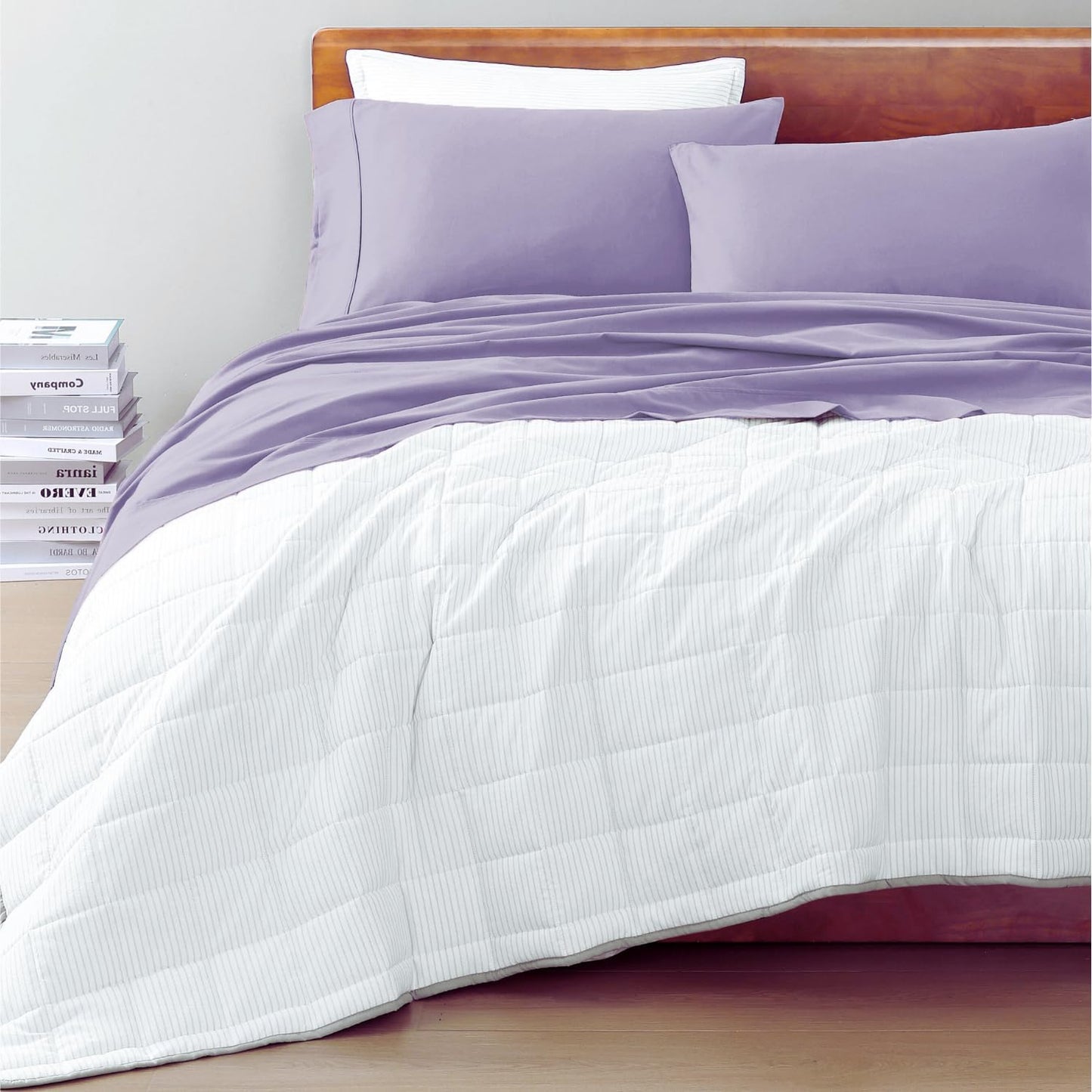 Lane Linen 100% Organic Cotton Queen Sheet Set, 4-Piece Percale Bed Sheets for Queen Bed - Soft, Breathable, Hypoallergenic, Deep Pocket Fits Mattress Up to 15" Deep, Hotel Quality Sheets - White