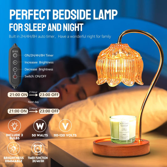 GEEZO Fragrance Candle Warmer Lamp,Electric Candle Warmer with Timer & Dimmer, Mom Christmas Birthday Gifts for Women, House Warming Gifts New Home Bedroom Decor