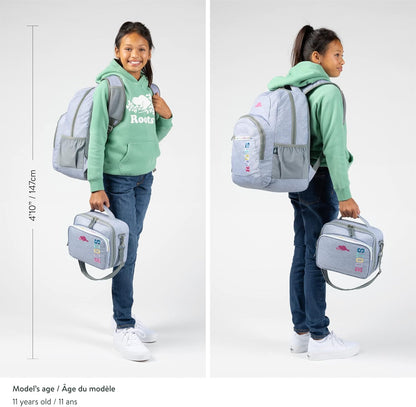 Roots Athletic 3-in-1 Matching Water Resistant Teen Backpack and Lunch Bag Set with Bonus Pencil Case - Made from 100% Recycled Fabrics - 34 litres, Blue Black Navy Camo, XL