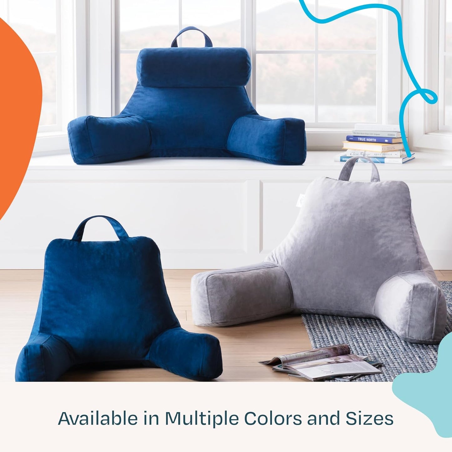 Linenspa Shredded Foam Reading Pillow - Perfect for Adults, Teens, and Kids - Velour Cover - 3 Year U.S. Warranty, Stone