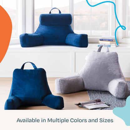 Linenspa Shredded Foam Reading Pillow - Perfect for Adults, Teens, and Kids - Velour Cover - 3 Year U.S. Warranty, Stone