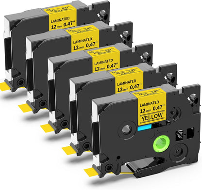 5 Pack Compatible with Brother Label Maker Tape P Touch TZe TZ Tape 12mm 0.47'' Laminated White TZe-231 TZ 231 Label Tape for Brother P-Touch PT-H110 PT-D210 PT-D600 PT-D400AD PT-1290
