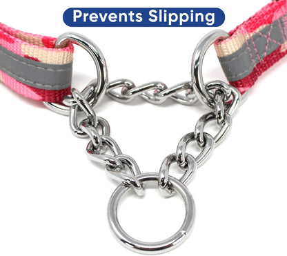 Pawtitas Chain Martingale Dog Collar Puppy Collar Reflective Dog Collar Training Dog Collar Behavioral Dog Chain Collar Collar Medium Dog Collar Green Dog Collar