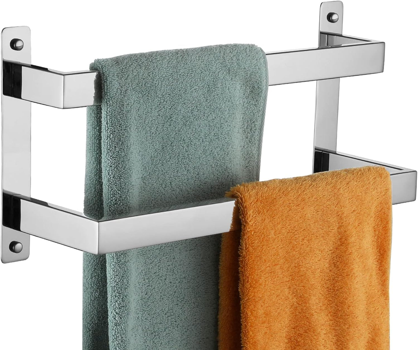 KOKOSIRI Towel Bars Black Bath Towel Holders 20 Inches Bathroom 2-Tiers Ladder Towel Rails Wall Mounted Towels Shelves Rack Stainless Steel, B5008BK-L20