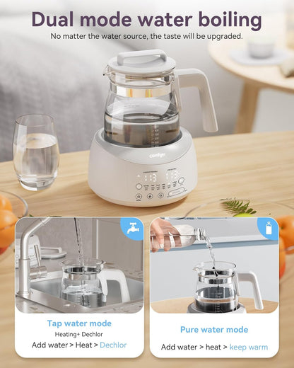 comfyer BK01 Bottle Warmer, Bottle Warmer with Night Light and Faster Cooling Fan, Instantly Water Warmer, Tea Kettle Electric with 6 Temperature Control Presets, Feed Baby More Easier and Healthier