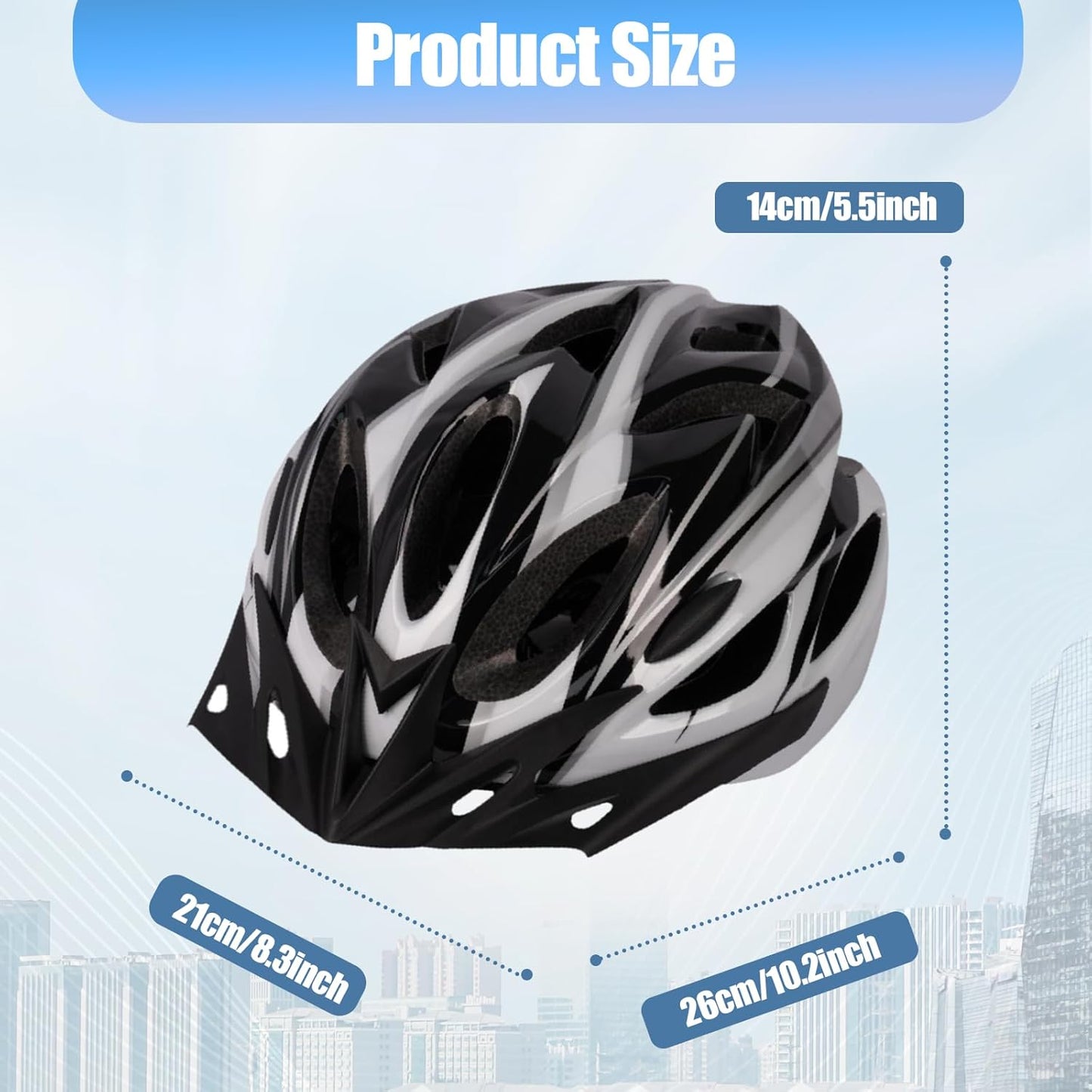 Oshhni Helmet for Women Men Bicycle Helmet Bike Helmet for Skateboarding Outdoor Climbing Biking Commuting - Black White