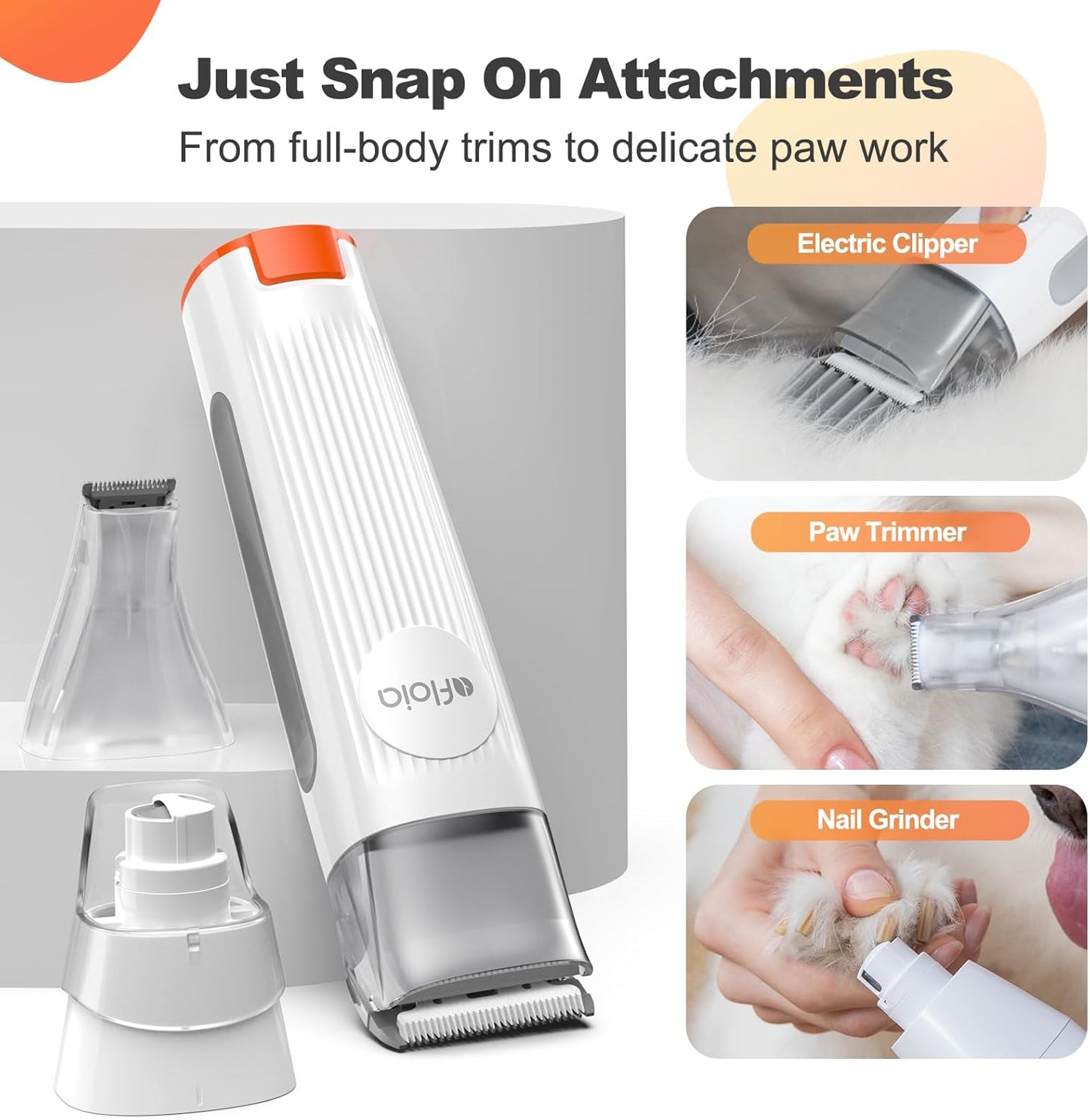 Afloia Dog Grooming Kit, Pet Grooming Vacuum & Dog Clippers Nail Trimmer Grinder & Dogs Brush for Shedding with 6 Pets Groom Tools, Low Noise Dogs Hair Remover Pets Supplies (White)