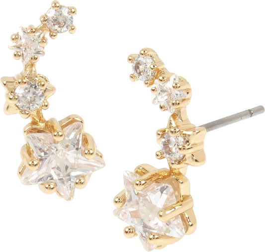 Betsey Johnson Shooting Star Earrings, One Size, Metal, Cubic Zirconia