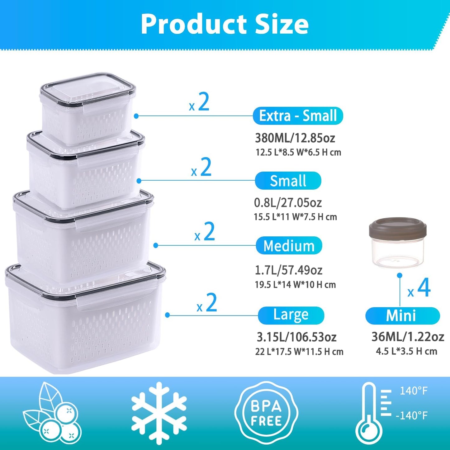 Pure Future 50-Piece Large Airtight Food Storage Containers with Lids, BPA-Free Stackable & Microwave Safe Kitchen Set for Meal Prep, Freezer Use - 25 Containers & Lids, Leakproof Design