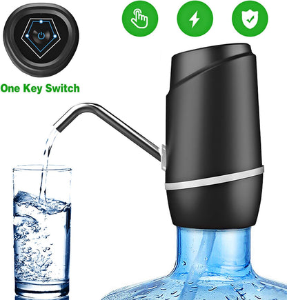 5 Gallon Electric Drinking Portable Water Dispenser, Universal USB Charging Water Bottle Pump for 2-5 Gallon with 2 Silicone