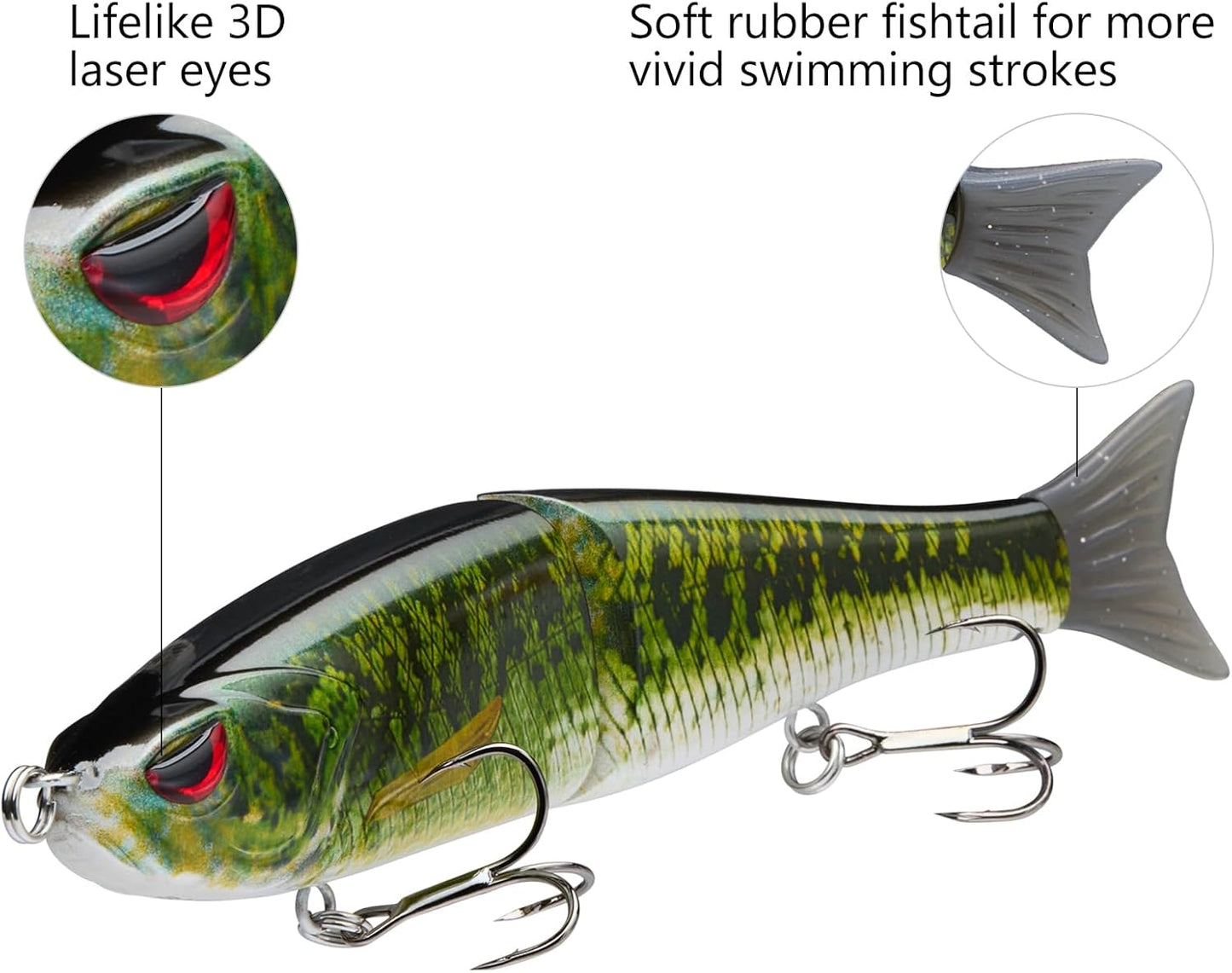 Bassdash SwimShad Glide Baits Jointed Swimbait Bass Pike Salmon Trout Muskie Fishing Lure