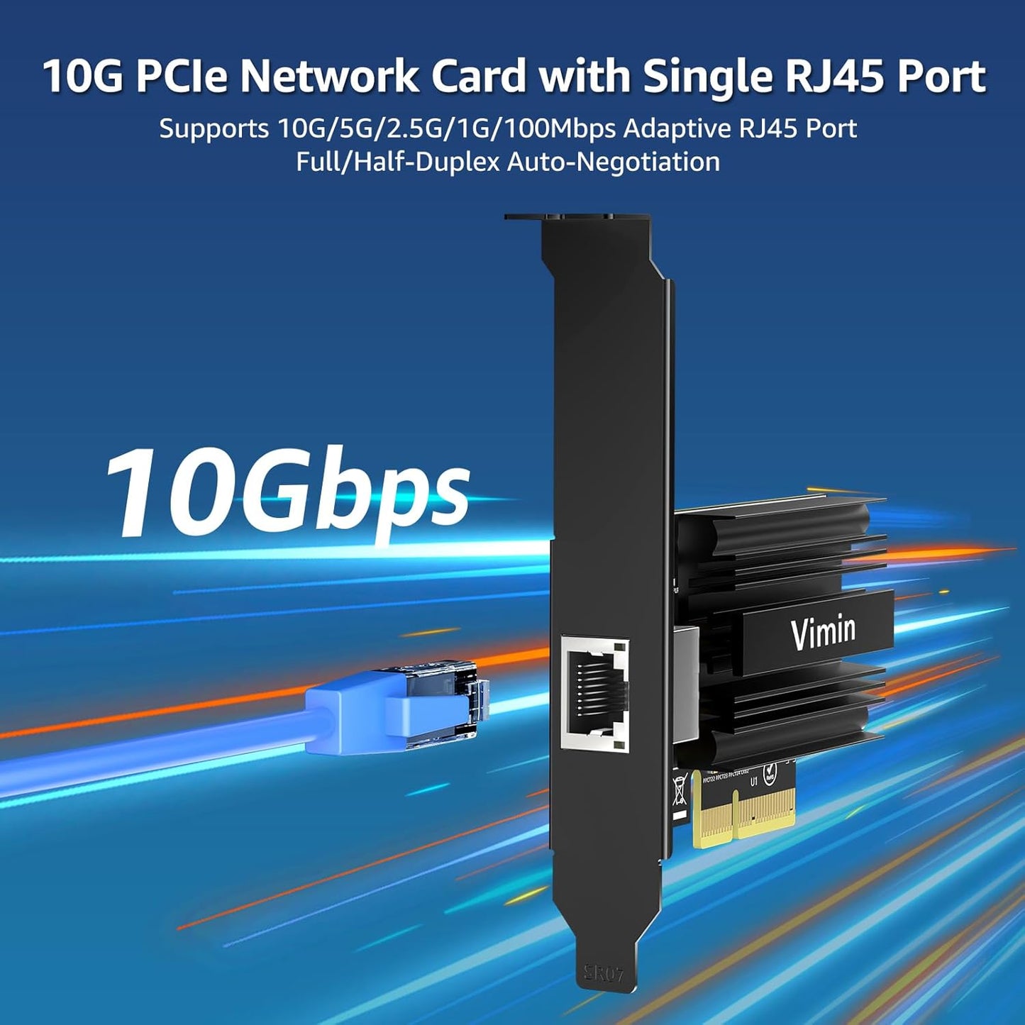 10G PCI-E Network Card with 10Gbps Dual RJ45 Ports, Intel X540-T2 Conrtoller, VIMIN 10Gb Ethernet Adapter Card Compatible with PCI Express X8, X16, Support Windows/Windows Server/Linux/VMware