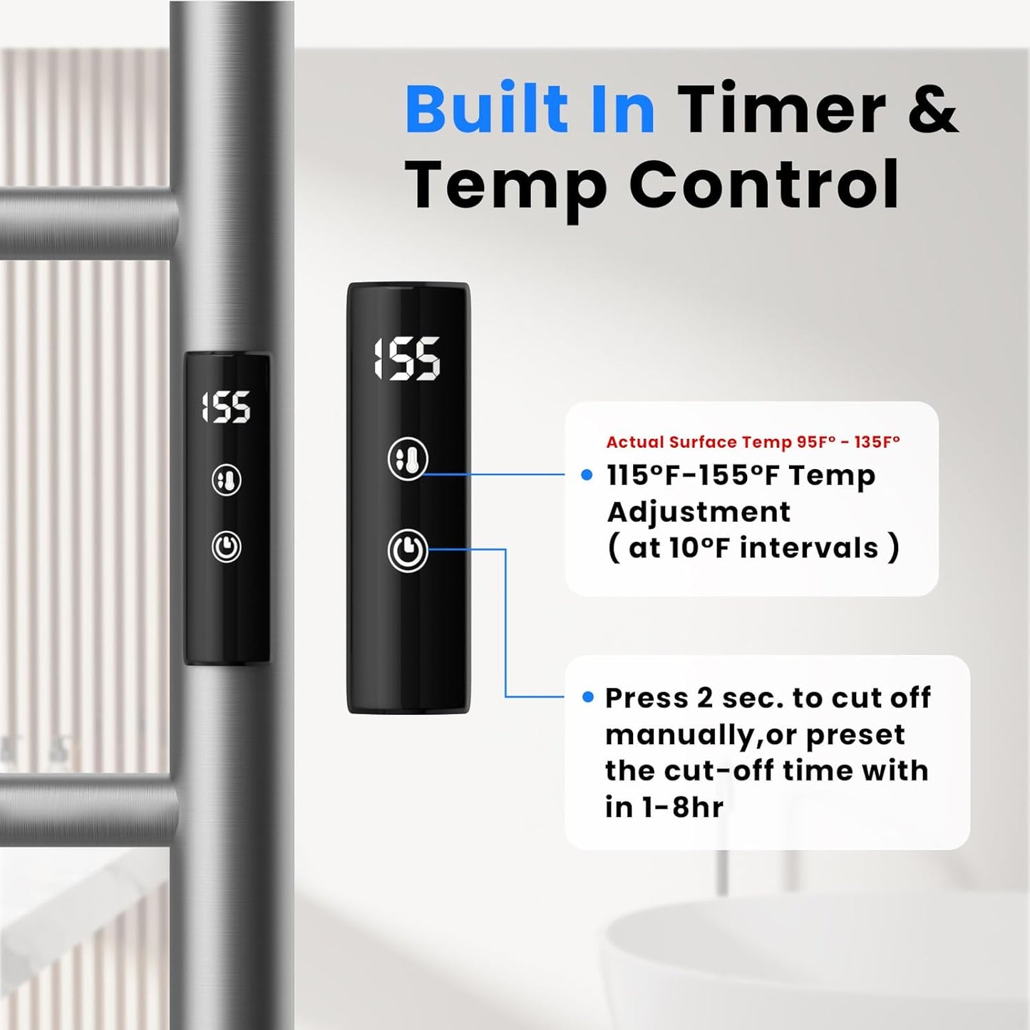 POPFLY Heated Towel Rack, Wall Mounted Electric Hot Towel Warmer, 4-Bar 304 Stainless Steel Small Heated Towel Warmer Rack for Bathroom with Timer and Temperature Control, Brushed