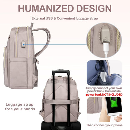 VANKEAN Laptop Backpack for Women Men Work Laptop Bag Fashion with USB Port, Daypacks for College, Business (Black, 15.6 Inch)
