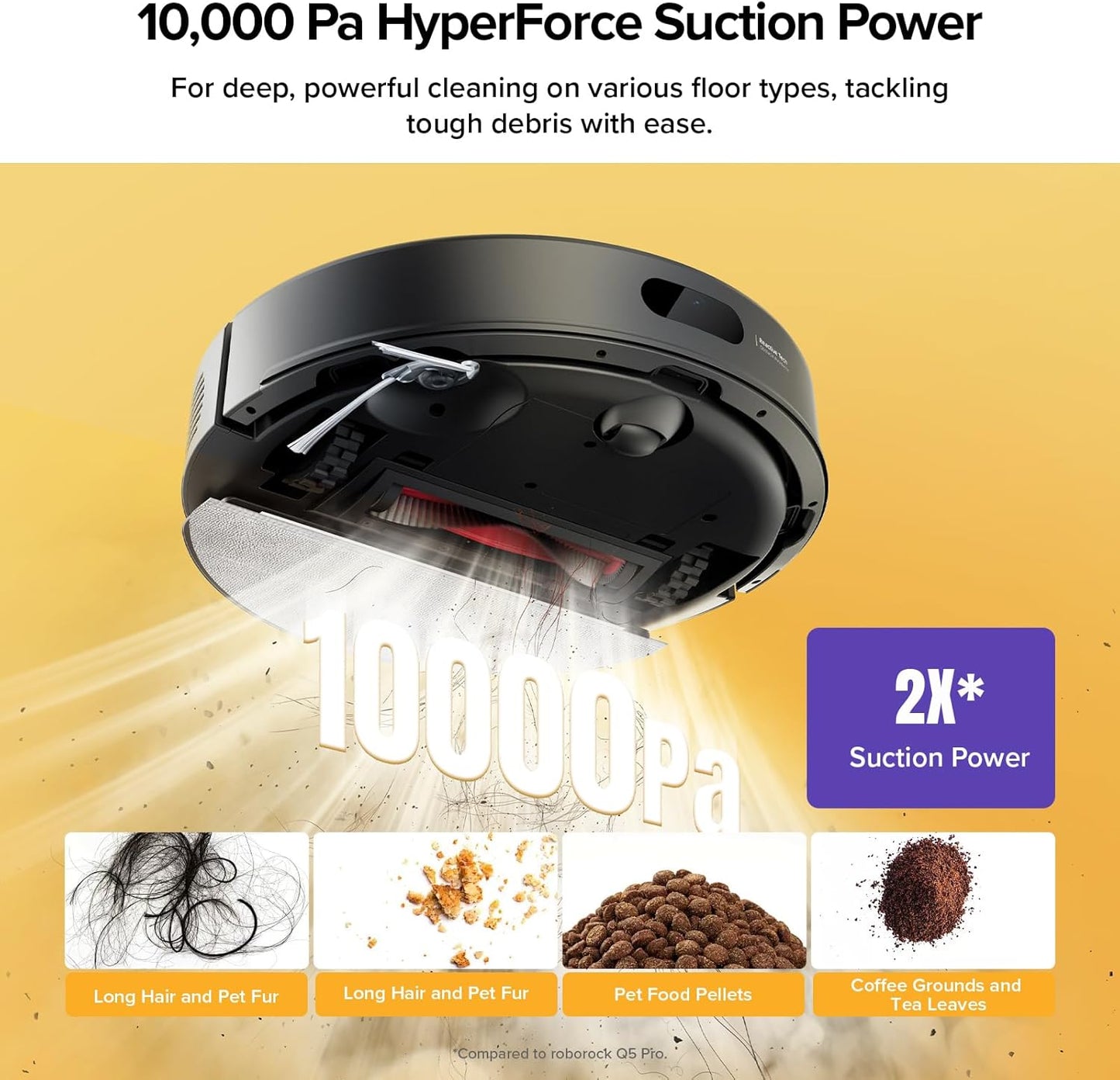 roborock Q7 M5+ Robot Vacuum and Mop, Upgraded from Q5 Max+, 7 Weeks Self-Emptying, 10000Pa Suction, Dual Anti-Tangle System, for Pet Hair & Carpet, PreciSense LiDAR Navigation, App Control, Black