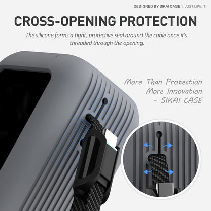 Silicone Case for Anker Laptop Power Bank (25,000mAh 165W) 1/4" Nut Hole,SD/SIM Card Storage, Display Protection&Dustproof, Travel Protective Cover Compatible with Anker Power Bank 165W (Gray) - PuriLite