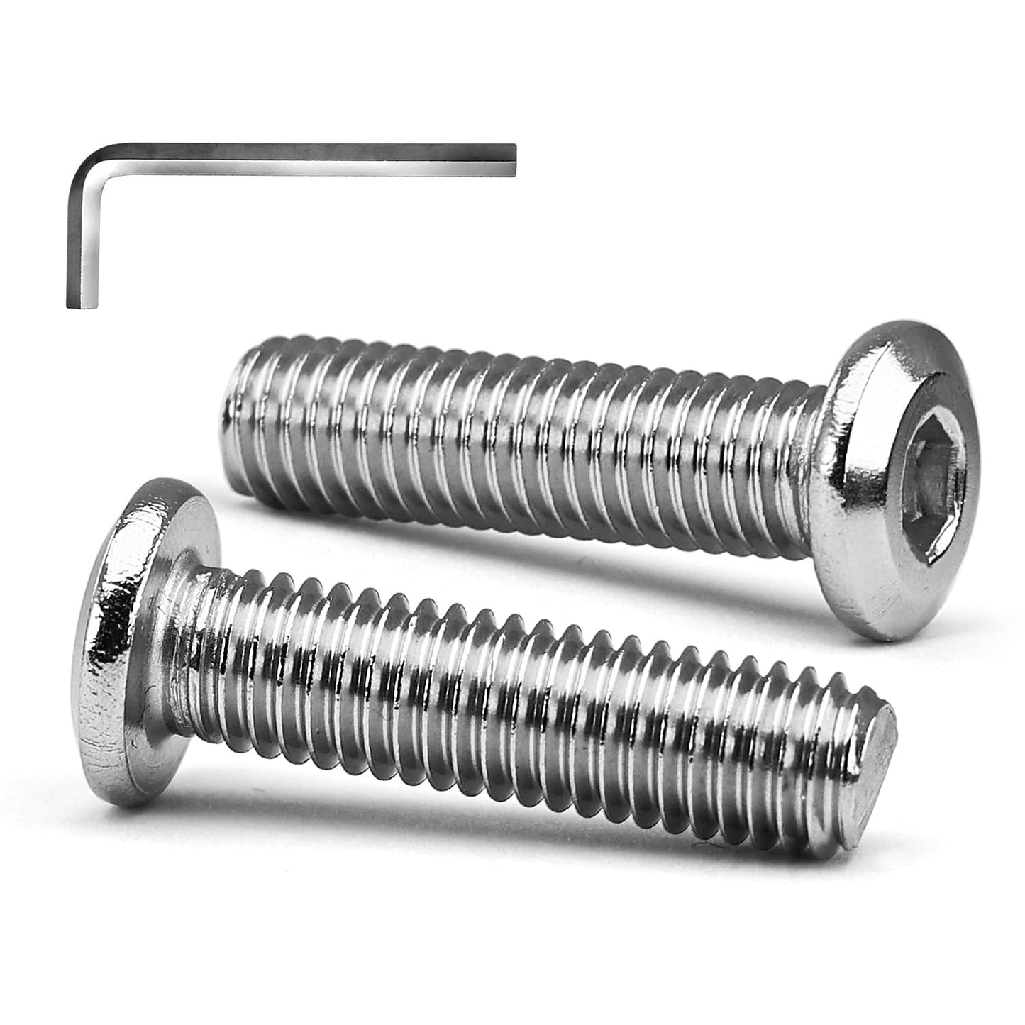 M8 x 16mm 20 PCS Flat Head Hex Socket Cap Screws Bolt, Furniture Bolts, 304 Stainless Steel 18-8, Full Thread (with Hex Spanner)