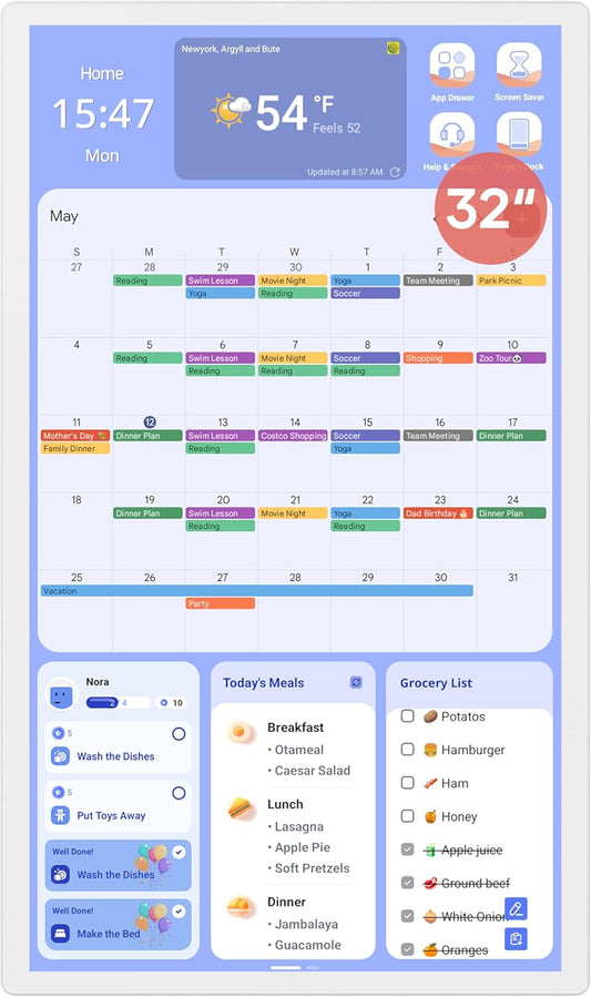 Purilite Select 32-Inch Digital Wall Calendar