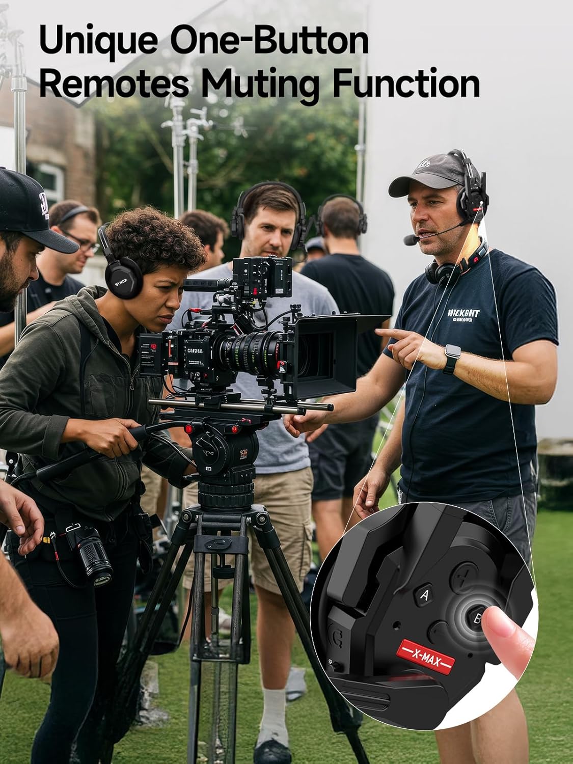 SYNCO XTALK XPRO2 Wireless Intercom Headset System, 2 Person 2.4GHz Wireless Communication Headset Full Duplex 500m/1640ft 24H with Noise Reduction 3.5mm Monitoring for Film Production Teamwork