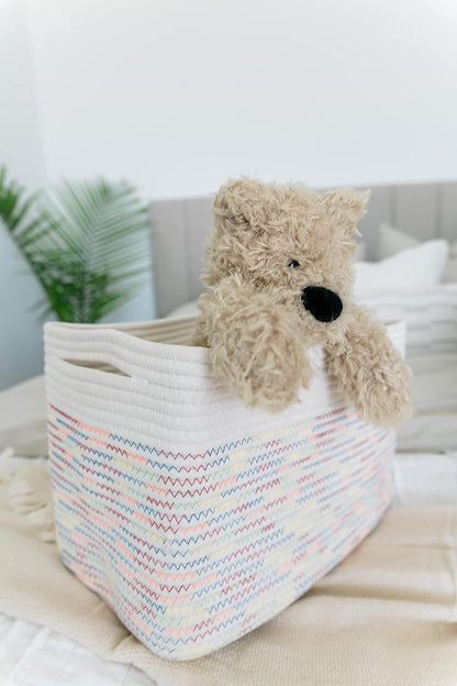 OrganiHaus Soft Woven Baskets for Storage Organization Set of 3, Cotton Rope Nursery Storage Baskets for Shelves, Square Book Bins, Bathroom Towel Hamper, Dog Toy Bins, Panier Rangement - Light Honey