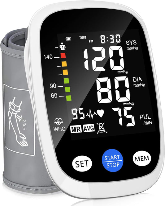 Blood Pressure Monitor Automatic Upper Arm Machine & Accurate Adjustable Digital BP Cuff with Large LCD Backlit Display - 2x99 Memory for Home Use with Large Adjustable Cuff