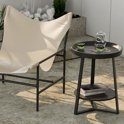 Gadroad Round End Table, Black 15.7 * 15.7 * 23inches