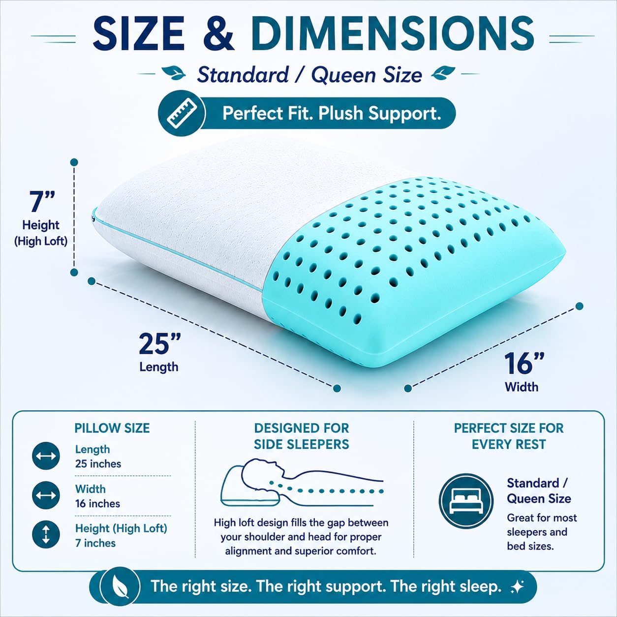 Side Sleeper High Loft Cooling Gel Infused Memory Foam Pillow, Washable Cover - Standard/Queen size .