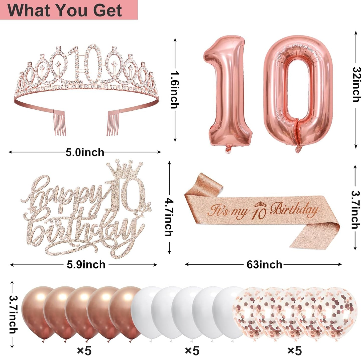 40th Birthday Decorations for Women,32pcs 40th Birthday Party Decorations,Including Backdrop, Crown,Sash,banner, Hanging Swirl,Cake Topper,balloons,Paper Fans,Anniversary Card and paper fans