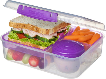 Sistema to Go Bento Box | Lunch Box with Yogurt/Fruit Container | 1.65 L | 6.9 Cup| BPA-Free | Colour May Vary