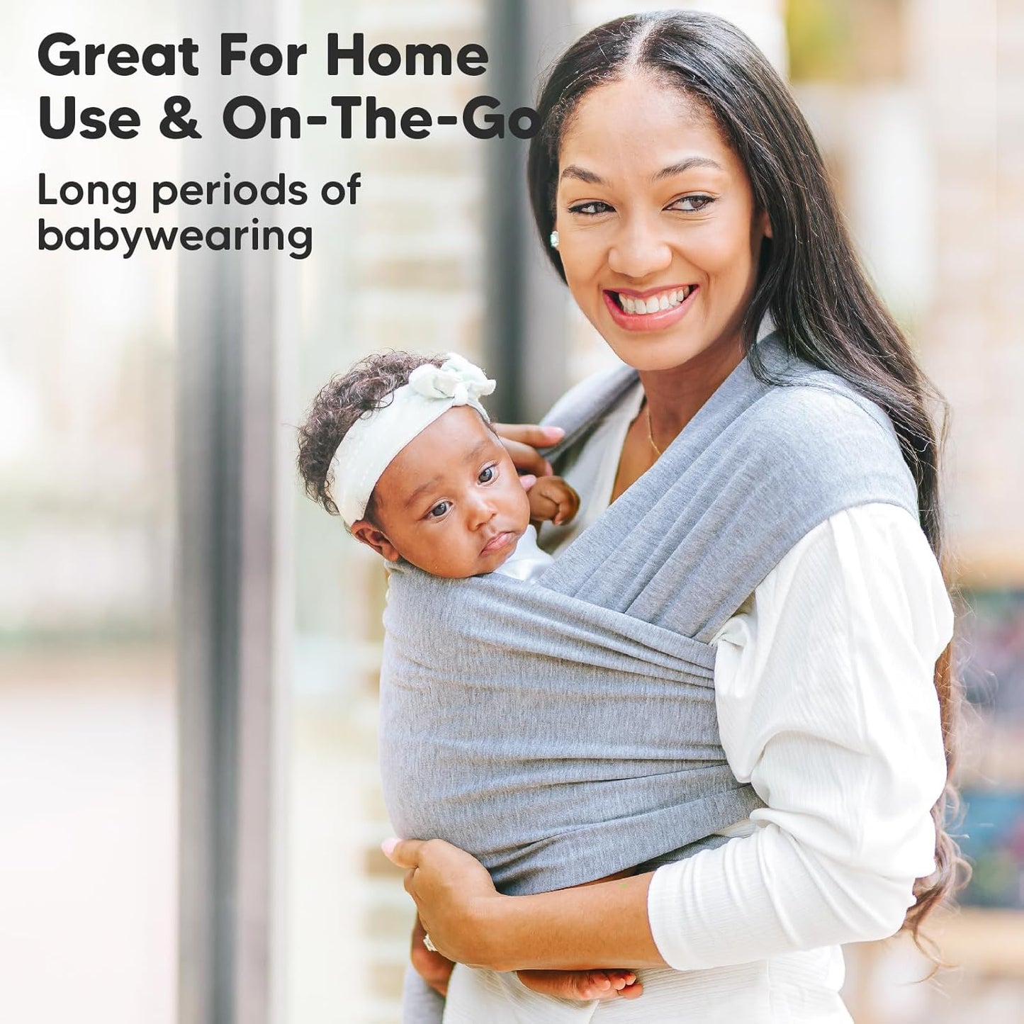 KeaBabies Baby Wrap Carrier - All in 1 Original Baby Carrier Newborn To Toddler Sling, Easy to Wear, Hands Free Bonding, Lightweight, Breathable Infant Wraps (Trendy Black)