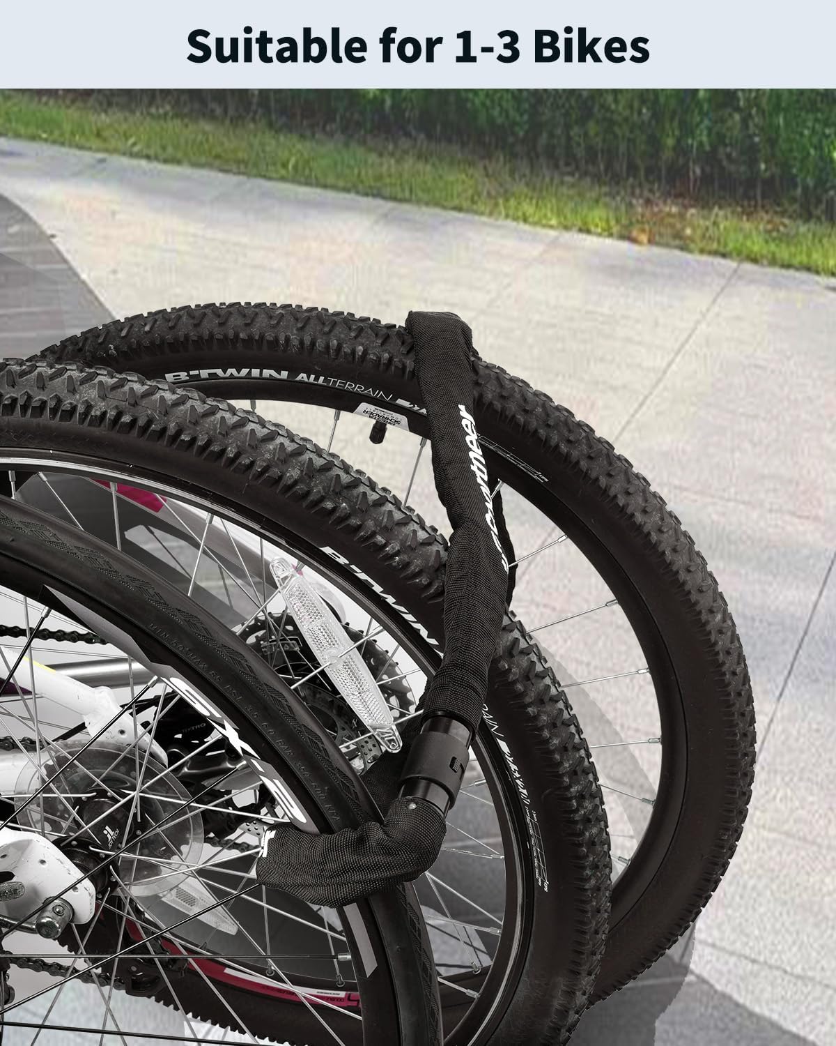 Sportneer Bike Lock Anti-Theft Bicycle Chain Lock Heavy Duty 0.32inch/8mm Thicker Motocycle Lock High Security with 2 Keys for Bike, Scooter, Moto, Door, Gate Fence