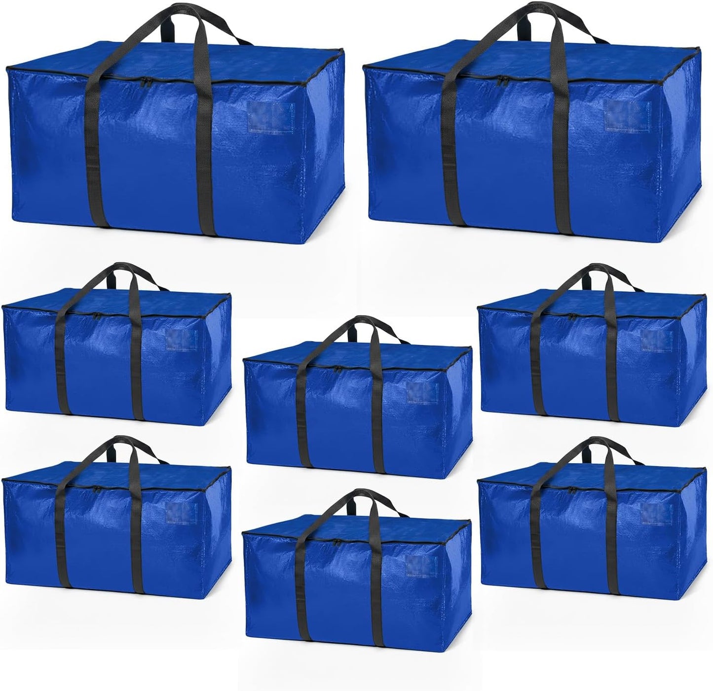 Heavy Duty Moving Bags Set of 8 – Extra Large Storage Bags with Backpack Straps, Zippers and Handles for Moving, Travel, Dorm Rooms and Seasonal Storage - PuriLite