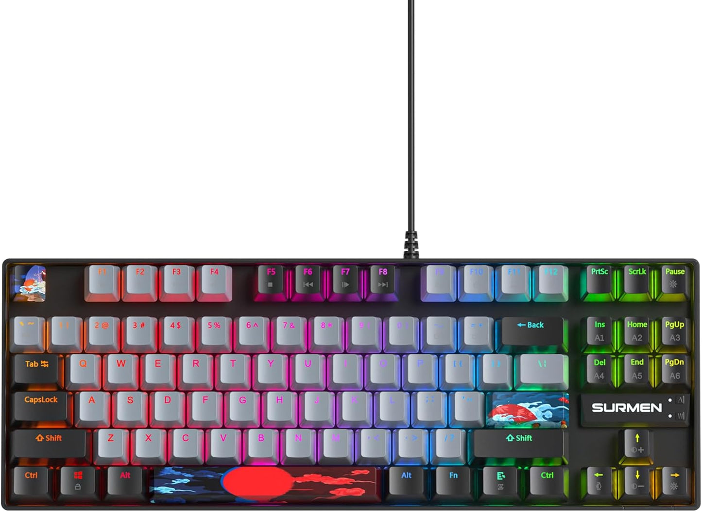 Owpkeenthy Full Size Green Mechanical Gaming Keyboard with Number Pad, Wired 100% Office NKRO Keyboard RGB Backlit 104 Keys with Red Switch for PC Gamer (104 Matcha)