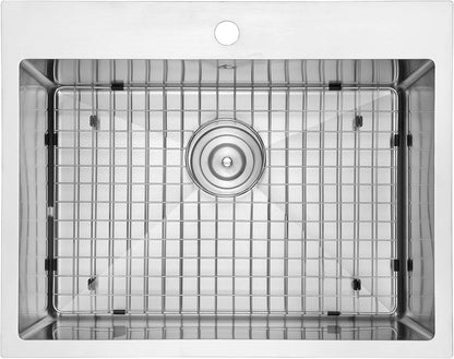 Yutong 16" x 20" Top-Mount/Drop in SS304 Stainless Steel Kitchen Black Sink Single Bowl Without Grid