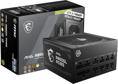 MSI MAG A750GL PCIE 5 Gaming Power Supply - Full Modular - 80 Plus Gold Certified 750W - Compact Size - ATX PSU - PuriLite