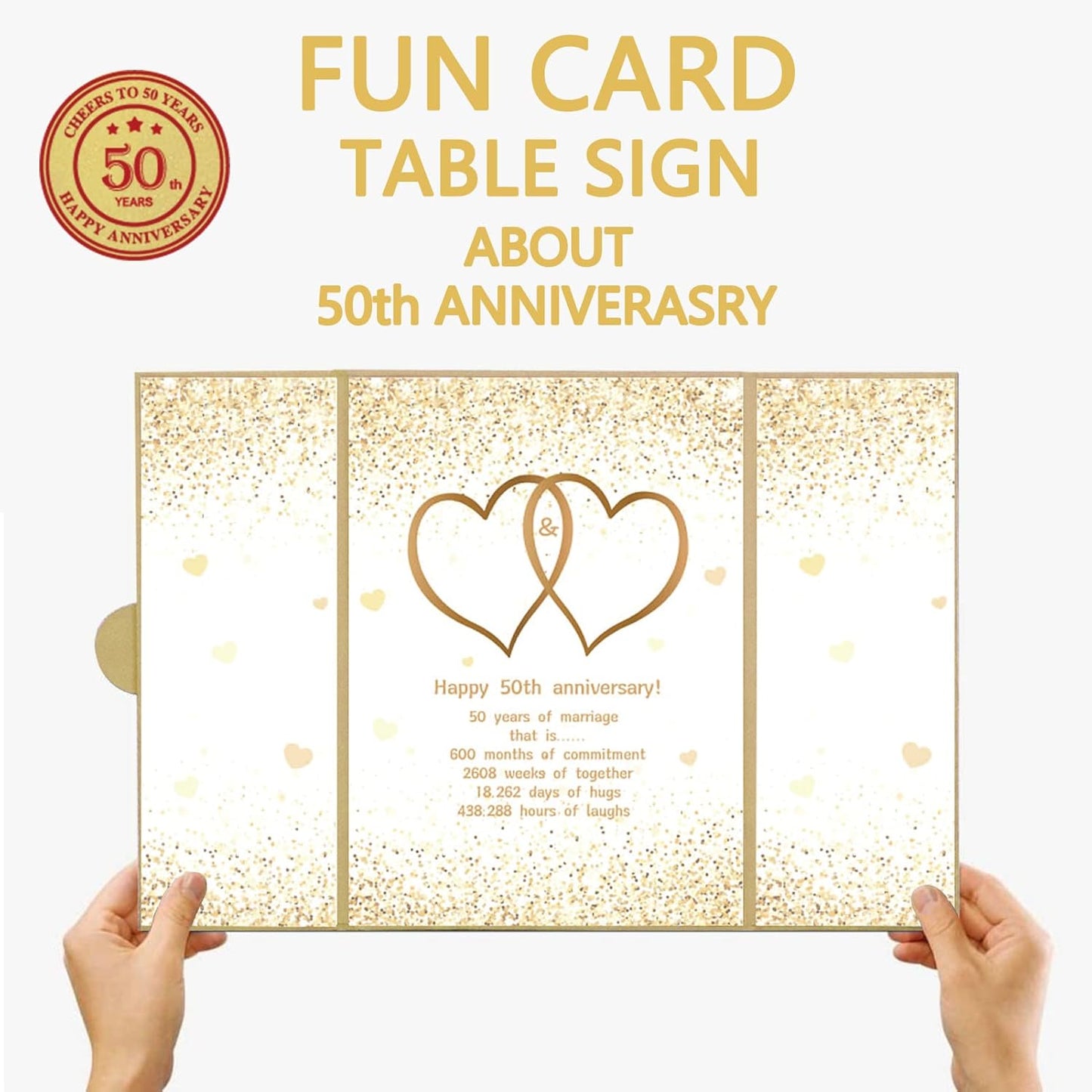 Trgowaul Gold 50th Wedding Anniversary Guest Book Alternative, 50th Anniversary Decorations, 50 Years of Marriage Signature Certificate Board, Card Happy 50 Anniversary Party Supplies Gift Men Women