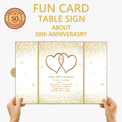 Trgowaul Gold 50th Wedding Anniversary Guest Book Alternative, 50th Anniversary Decorations, 50 Years of Marriage Signature Certificate Board, Card Happy 50 Anniversary Party Supplies Gift Men Women