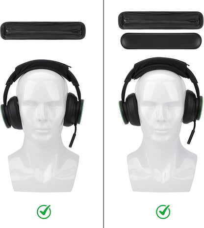 Geekria Hook and Loop Headband Cover + Pad Set, Protector with Zipper Closure Compatible with Medium Sized Headphones, Easy DIY Installation (Protein Leather/Black)