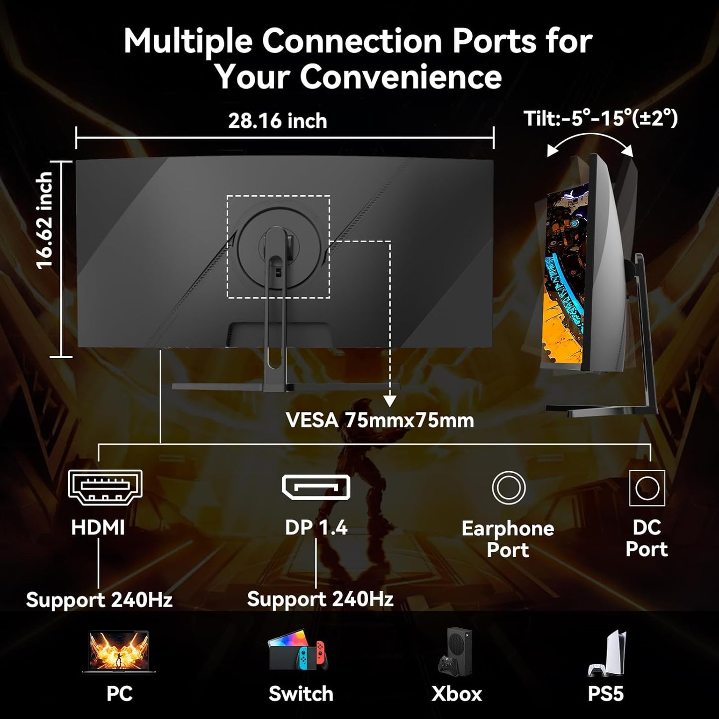 SANSUI 32 Inch Curved 240Hz Gaming Monitor with Speakers, High Refresh Rate FHD 1080P Gaming PC Monitor Curved 1500R, 1ms(MPRT), HDR, HDMI DP, Metal Stand, VESA Compatible (ES-G32C3F DP Cable Incl.)