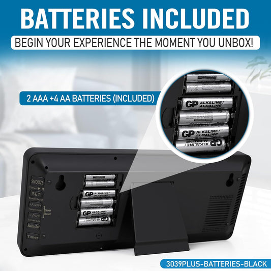 KMMKGG 15" Large Digital Wall Clock Battery Operated, Digital Clock Display with Day, Date & Temperature, Large Wall Clock for Bedroom, Livingroom, Office(4.6" Numbers)