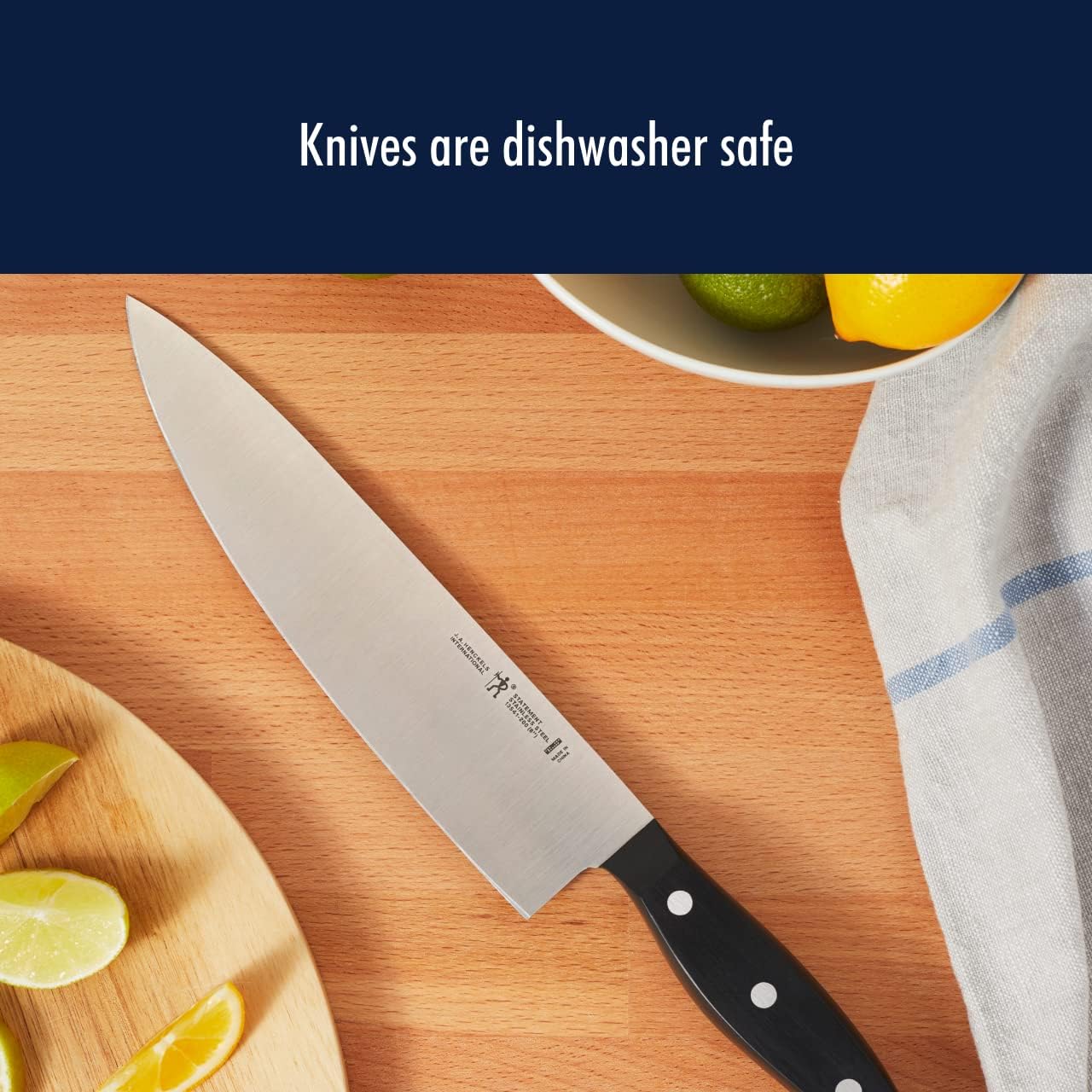 HENCKELS Statement 15Piece White-Handled Knife Block Set with Shears, Sharpening Steel - Dishwasher Safe, Ergonomic Handle